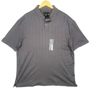 J Ferrar Mens Gray‎ Textured Stripe Short Sleeve Polo Shirt XL NWT